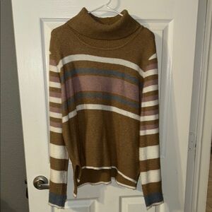 Altar'd State Multicolor Striped Turtleneck Sweater